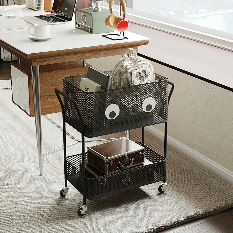Modern Simple Rolling Cart Bedroom Bookshelf Iron Art Storage Salon Trolley Hotel Beauty Salon Furniture Carrinho Multiuso FYST