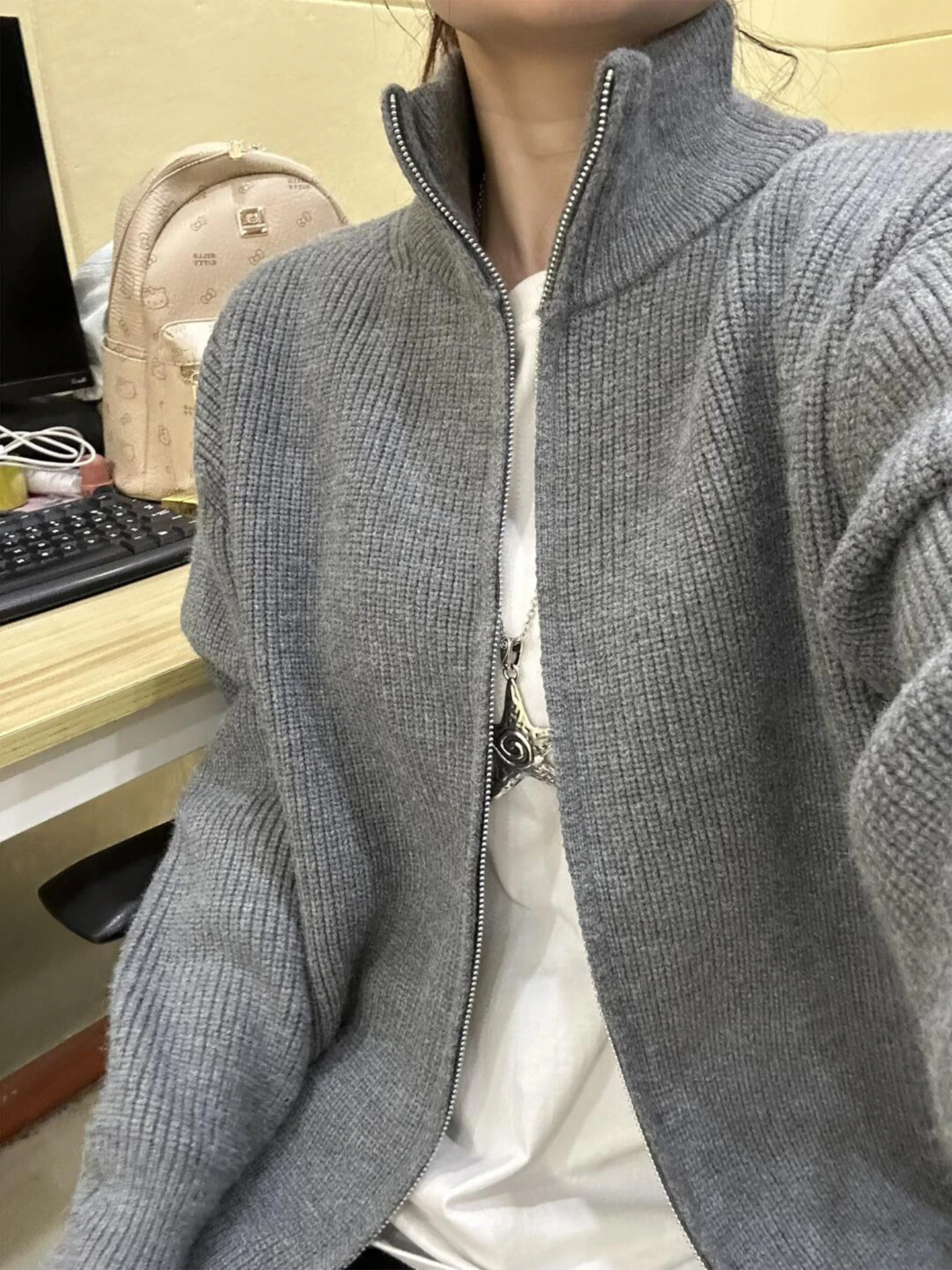 

Light ey Men's Open Cardigan Sweater American Sle High Ne Knittedwear Cleanfit Casual Long Sve Soft Comfortable