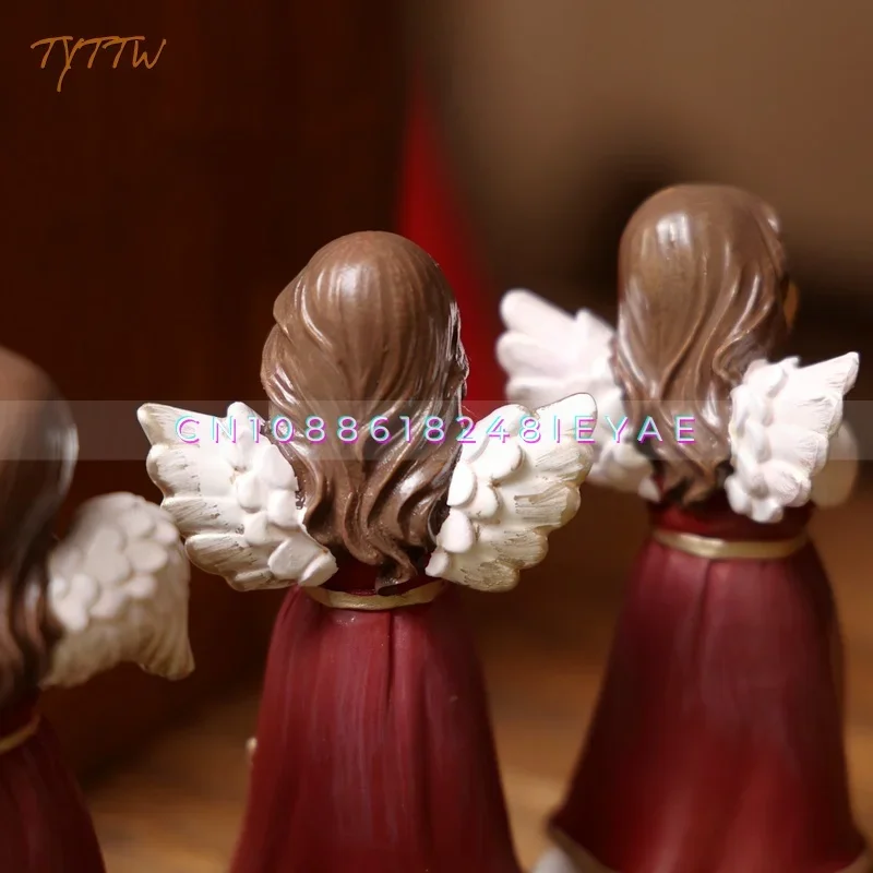 Ornamentos de anjo de resina antiga vintage, presente de Natal, enfeites para casa
