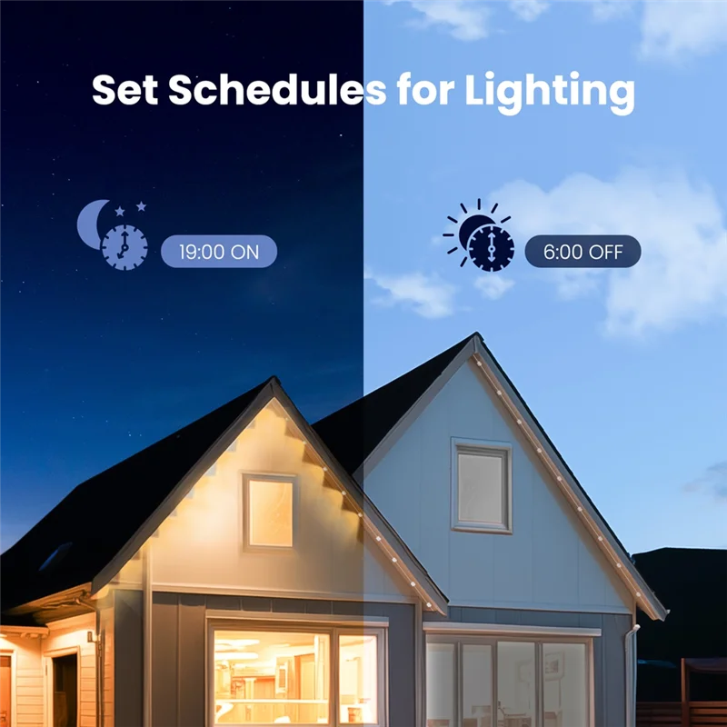 ABBN-Tuya Wifi Smart Eaves String LED Light Outdoor IP67 Waterproof RGB Color RF Remote Control For Alexa Google Home