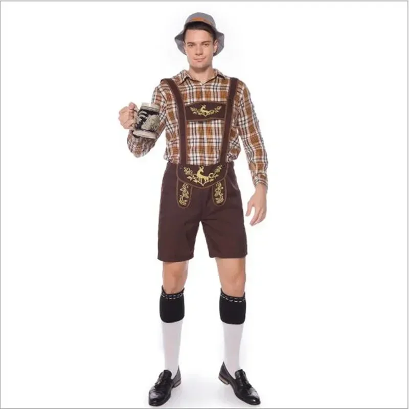 

Костюм Октоберфеста, мужской Lederhosen Octoberfest, баварская пивная одежда, костюмы Октоберфеста для косплея на Хэллоуин, костюмы горничной