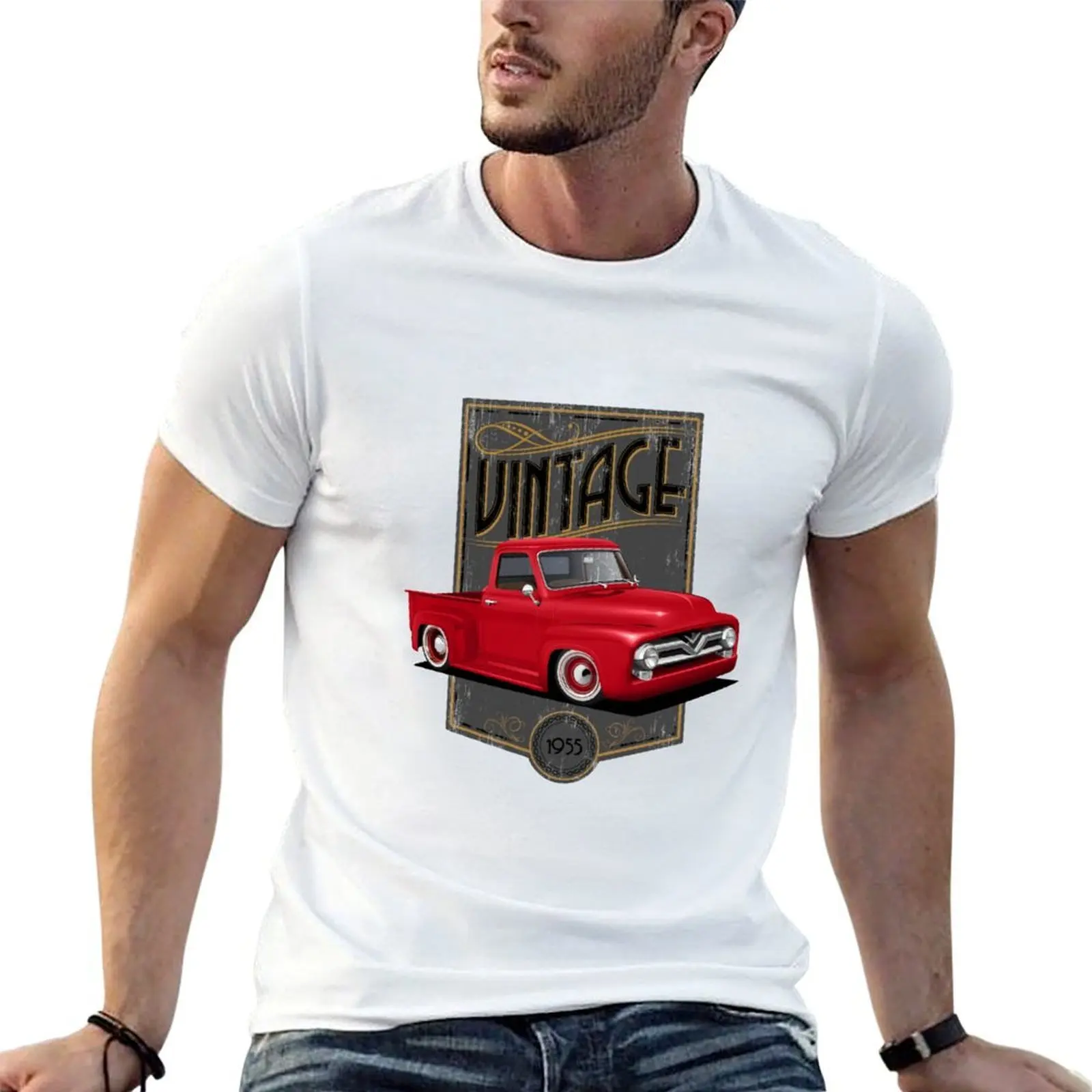 

1955 Red F100 T-Shirt t shirt for man man t shirt heavy cotton T-Shirt