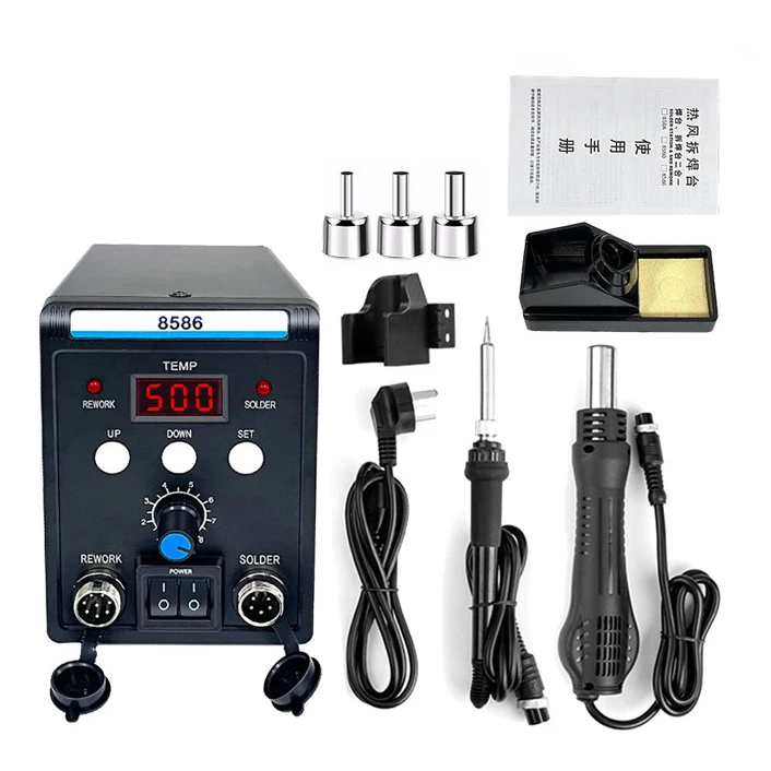 700 Watts Electric Hot Air Heat Gun for Desoldering 50 Watts Electronic Soldering Iron for Soldering 2-in-1 Reworking Station