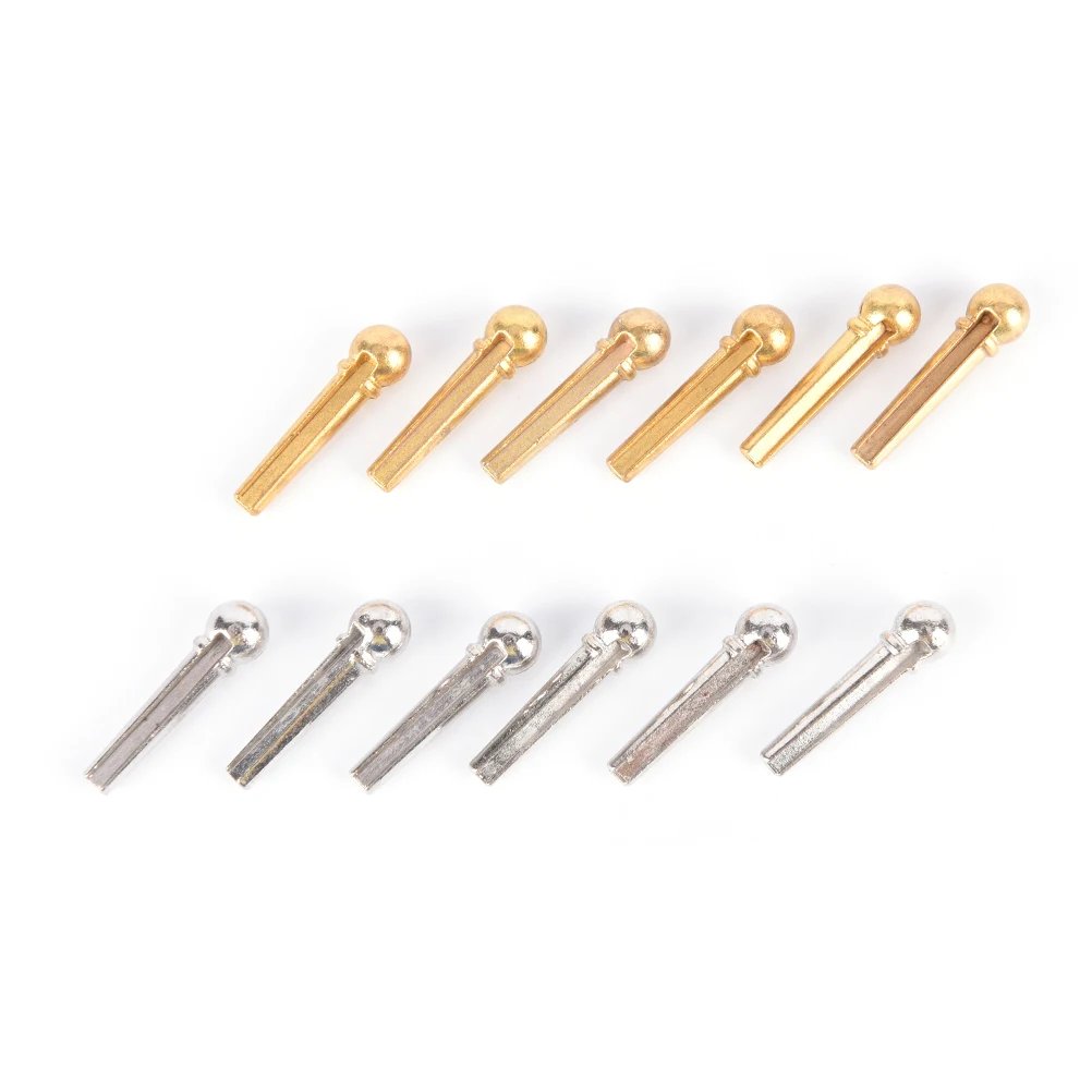 6 Pcs Silver/gold Color Metal Bridge Pin Folk Acoustic Guitar String Peg Nail