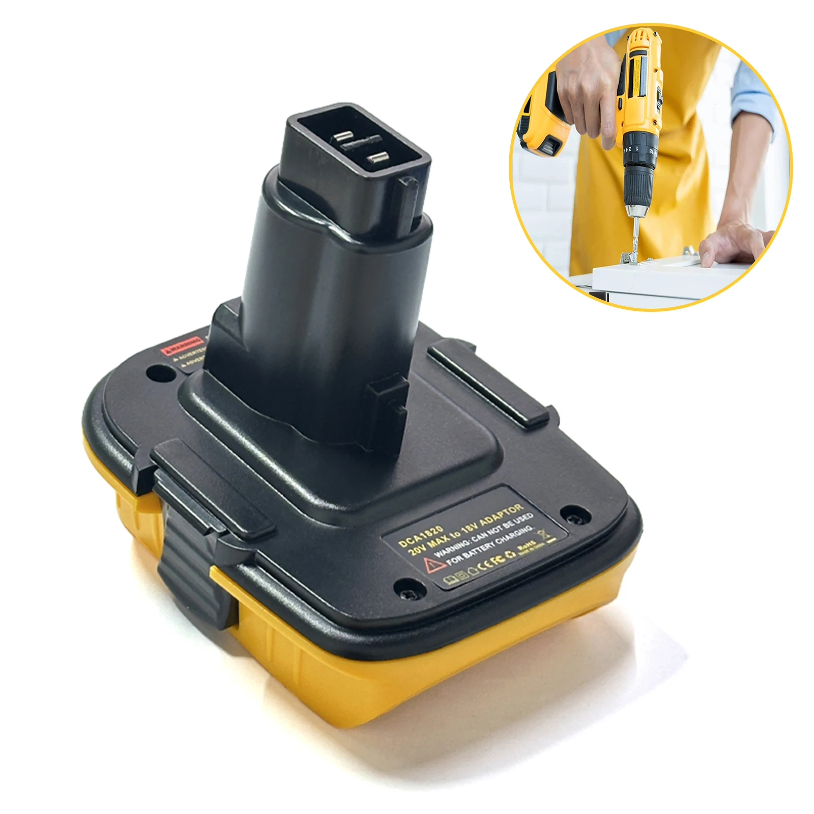 Hot!DCA1820 Battery Adapter Converter for DEWALT 18V Tools 20V Max Lithium Ion On On Battery DCB204 DCB205 Power Function USB