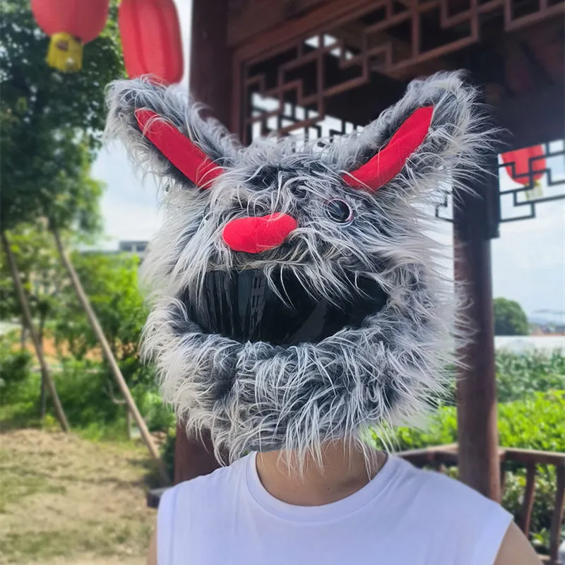 أغطية واقية لخوذة الدراجة النارية ، كرتونية أرنب مضحكة ، جراب وجه كامل ، أمان خاص ، غطاء قطيفة للموتور