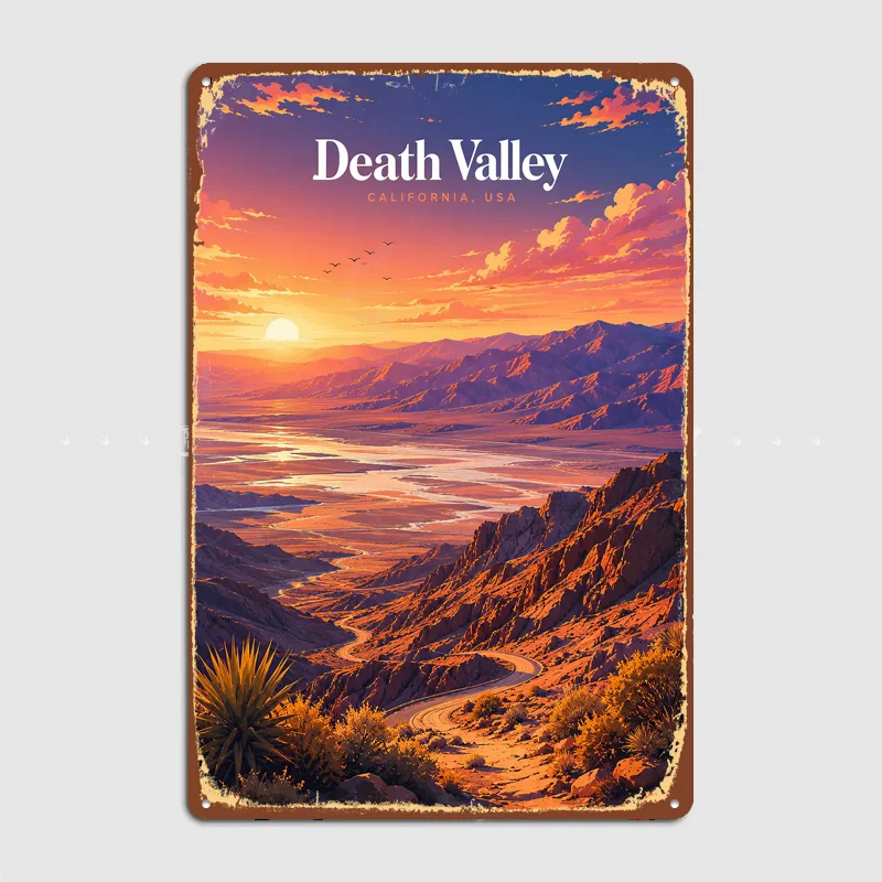 Death Valley National Park Sunset Travel Poster Metal Sign Wall Custom Bedroom Indoor Home Wall Decor Posters Room Decoration