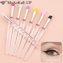 5pcs Professional Silicone Bevel Makeup Brush Soft Head Crystal Handle Eyeliner Eyebrow Cosmetics Brushes Nail Art Beauty Tools