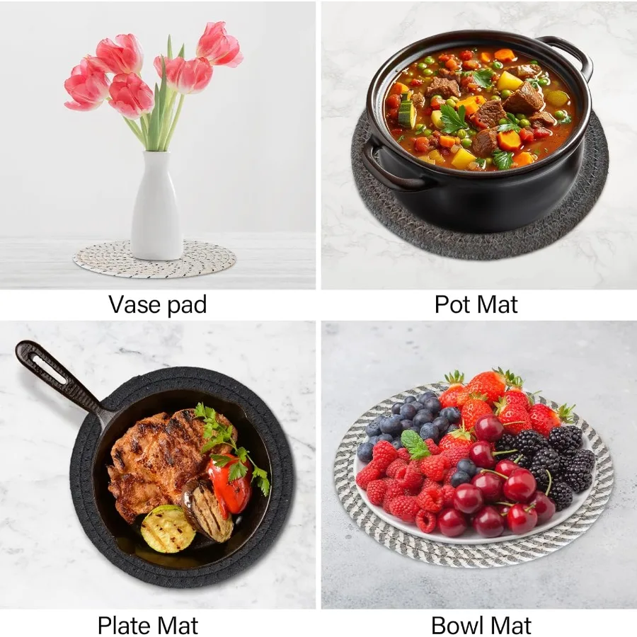 12 قطعة ركائز للأطباق الساخنة الأواني والمقالي الساخنة مع سلة التخزين 7 منصات ساخنة مقاومة للحرارة أصحاب الأواني لمجموعة كونترتوب