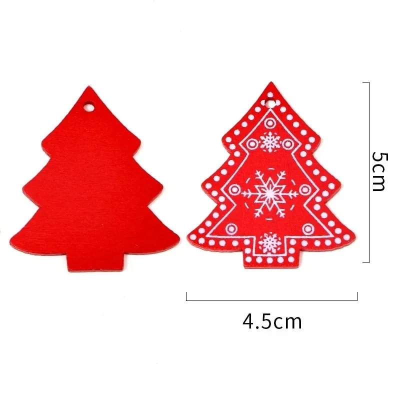 10Pcs Wooden Christmas Decorations Snowflake Bells Elk Star Xmas Christmas Tree Pendant for Home Decor Navidad New Year Ornament