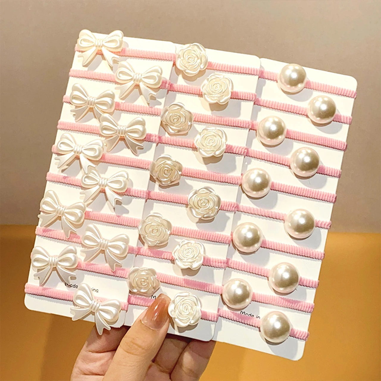 

10 шт./лот, детские ленты для волос принцессы для девочек, милый цветочный бант, эластичные однотонные резинки для волос, головной убор, круглые аксессуары для волос из бисера