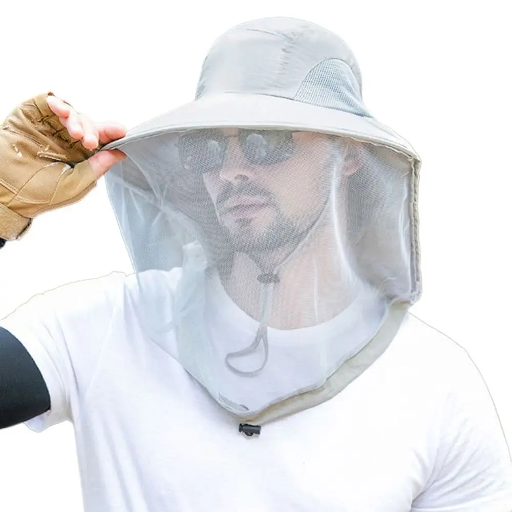 Face Neck Protection Mosquito Hat Outdoor Sunscreen Repellent Protection Bucket Hat Casual Net Mesh Fishing Sun Cap Jungle Farm