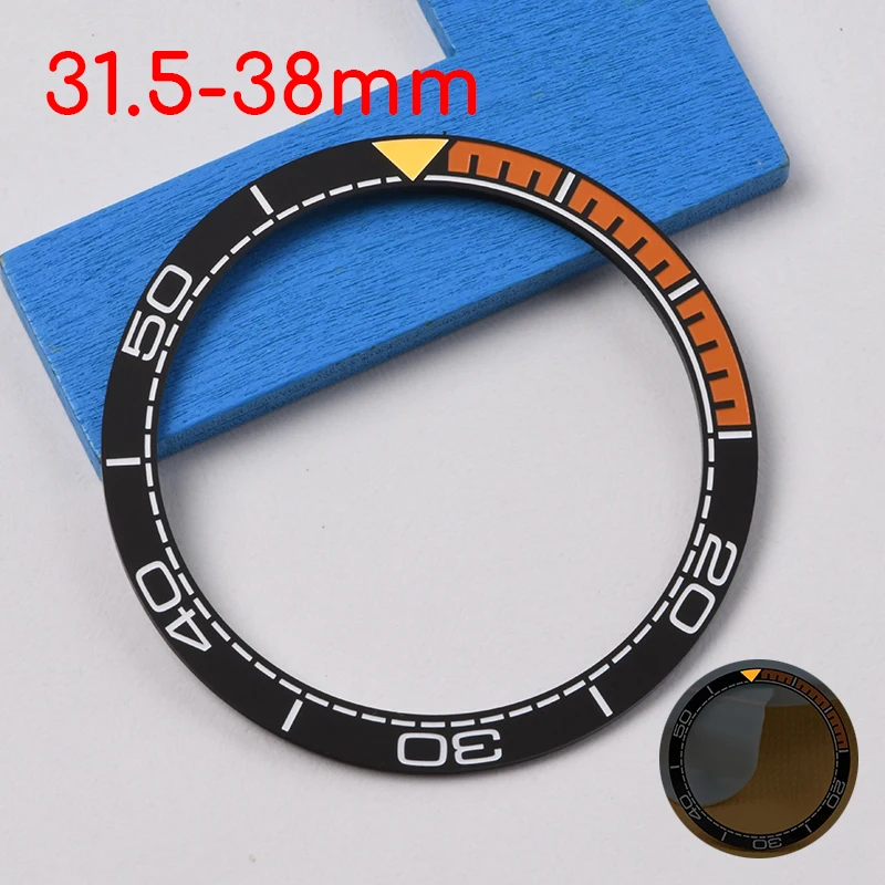 HEIMDALLR 31.5-38mm Ceramic Bezel Insert fit skx007/009 6105 For NH35 NH36 Automatic Movement Dive Watch Watch orange Luminous