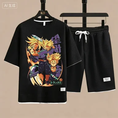 

One Piece Luffy Gear 5 Sun God Nika Print Men's 2 Piece Outfit T-shirt + Shorts Set Anime Streetwear Casual Summer Tracksuit2026