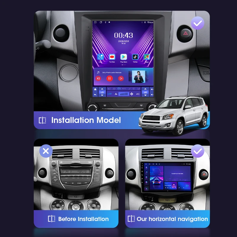 JMCQ 2 Din Android 11 Car Radio Multimedia Video Player For Toyota RAV4 RAV 4 2005 - 2013 4G Carplay Stereo 2 din