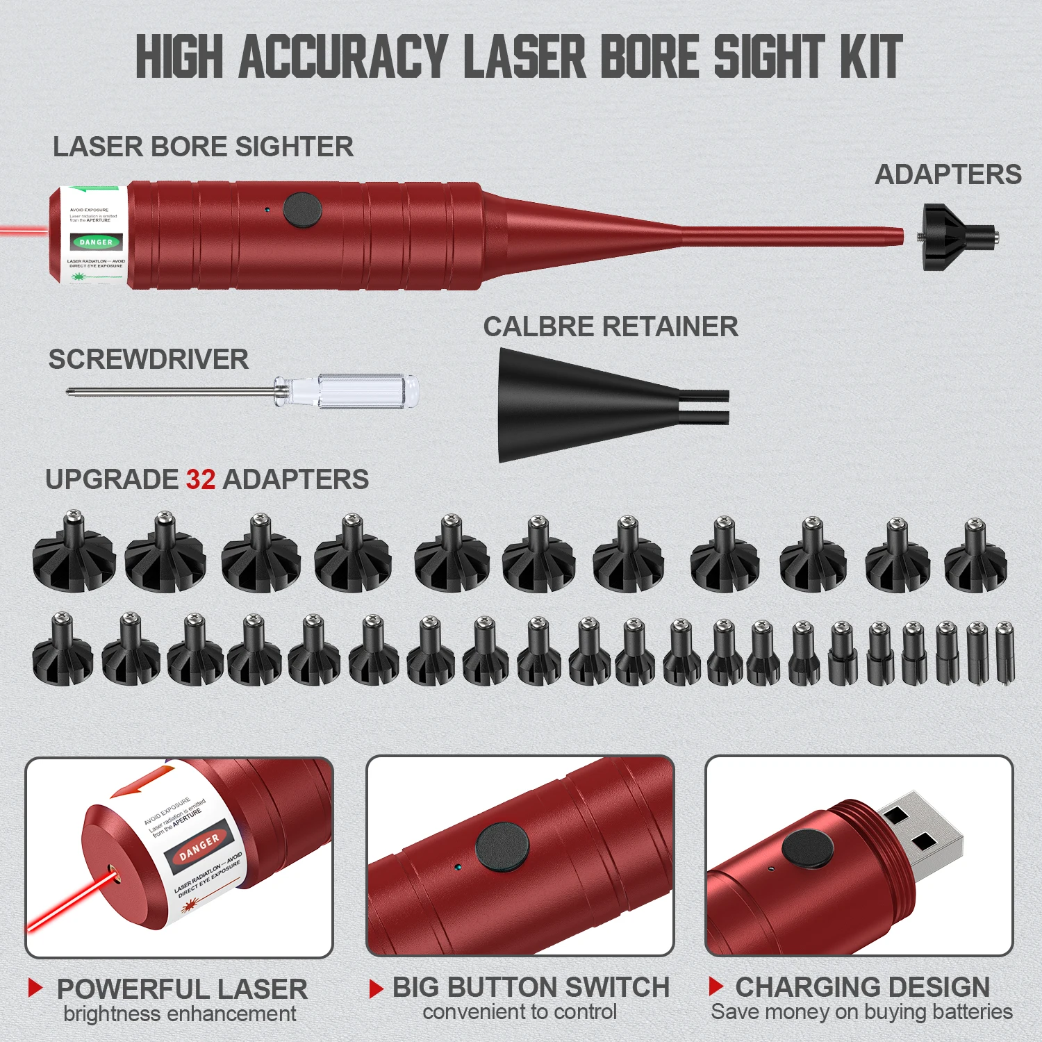 Kit kolimator laser taktis merah/hijau 1350-1, kompatibel dengan senapan dan pistol, bidikan kalibrasi paralel untuk semua kaliber