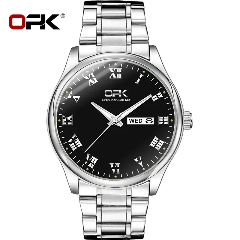 OPK-Quartz Watch for Men, calendário duplo, marca relógio, fabricantes por atacado, vendendo