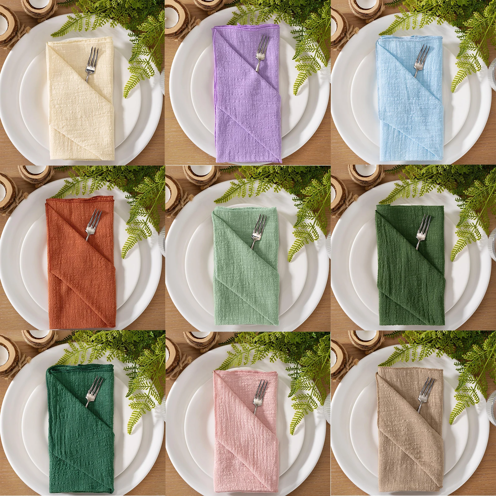 

10Pcs Gauze Cloth Napkins 30x30cm Washable Decorative Cotton Napkins for Wedding Party Bridal Shower Dinner Christmas Decoration