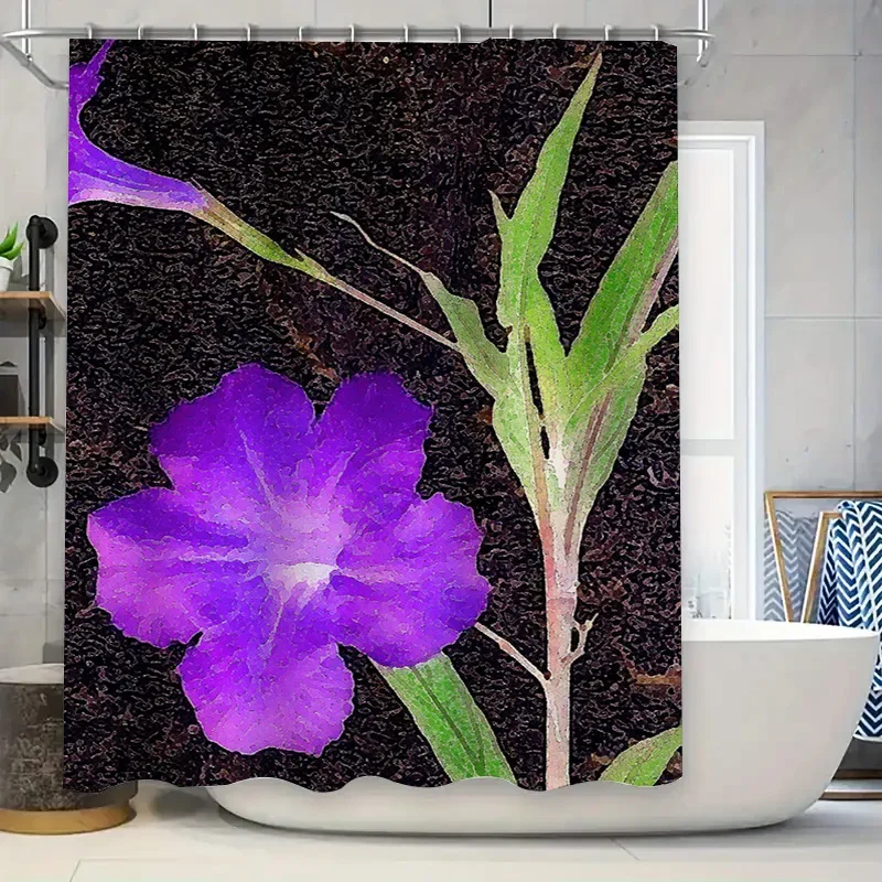 

Waterproof Flower Bath Mat Shower Curtain Waterproof Home Decor Bathroom Decoration Waterproof Fabric Print Shaggy Non-Slip Bath