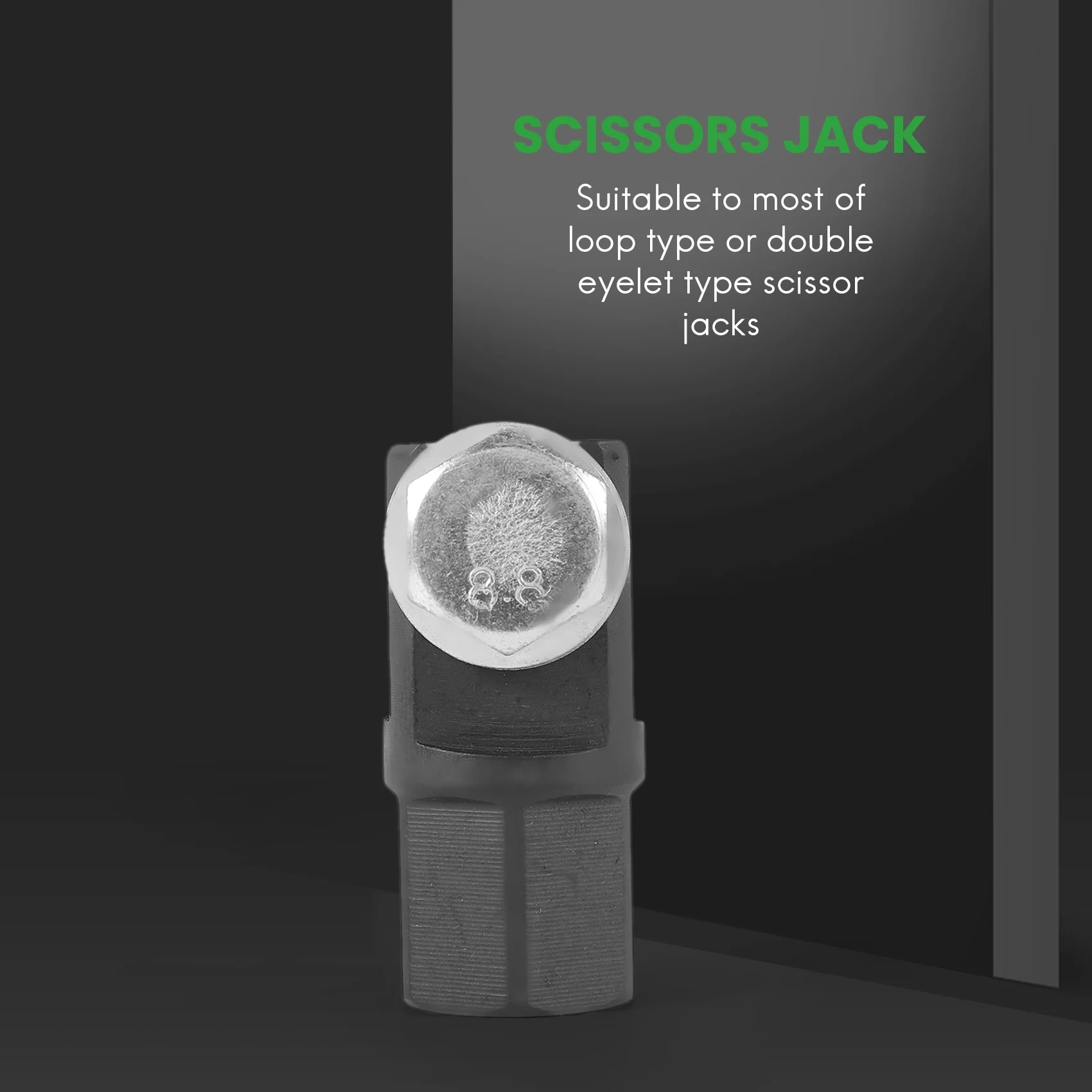 Scissor Jack Adaptor 1/2 Inch for Use with 1/2 Inch Drive or Impact Wrench Tools IJA001