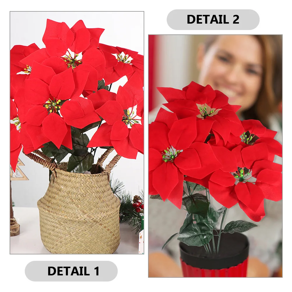 

4Pcs Lifelike Artificial Poinsettia Flowers Realistic Poinsettia for Home Office Table Decoration Artificial Flowers