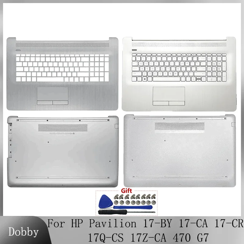 

New for HP Pavilion 17-BY 17-CA 17-CR 17Q-CS 17Z-CA 470 G7 Laptop Palmrest Upper Cover Top Keyboard Case Bottom Base Case Silver