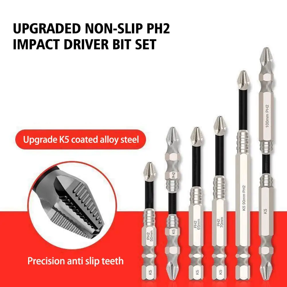 

5/7Pack Anti Impact And Anti Slip Batch Head Threaded Upgraded Drill Head Screwdriver Phillips Tool Magnetic Magnetic Cross N9B6