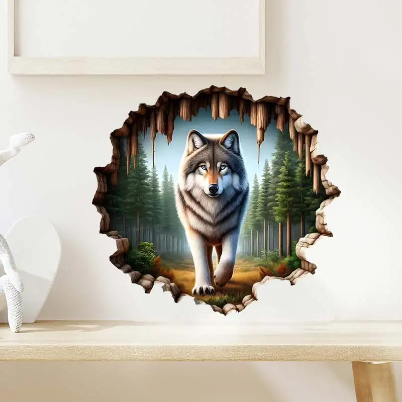 Wolf  Wall Sticker Boy Room Bedroom For Wall Decoration Mural Self-adhesive Home Decor Wildlife Art Decals M942