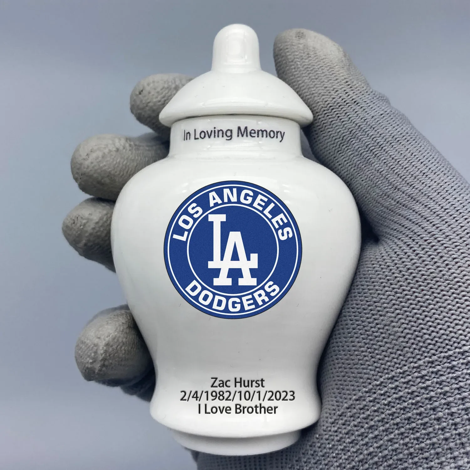 Mini Urn for Los Angeles Dodgers-Baseball themed Urn.Send me the name/date you want to appear on the urn by Remarks Message