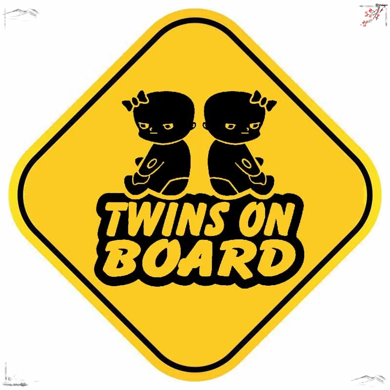 TWINS ON BOARD Warning PVC Decal Car Sticker 15.1CM*15.1CM,KK