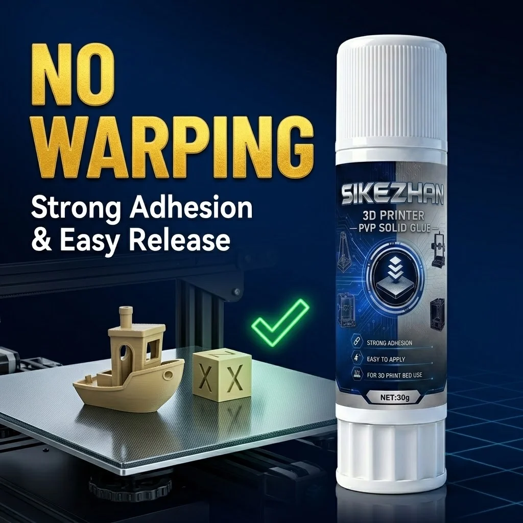 

SIKEZHAN 3D Printer Glue Stick PVP Solid Bed Adhesive Easy Release Anti Warping Washable for Glass PEI Bed PLA ABS Filament 30g