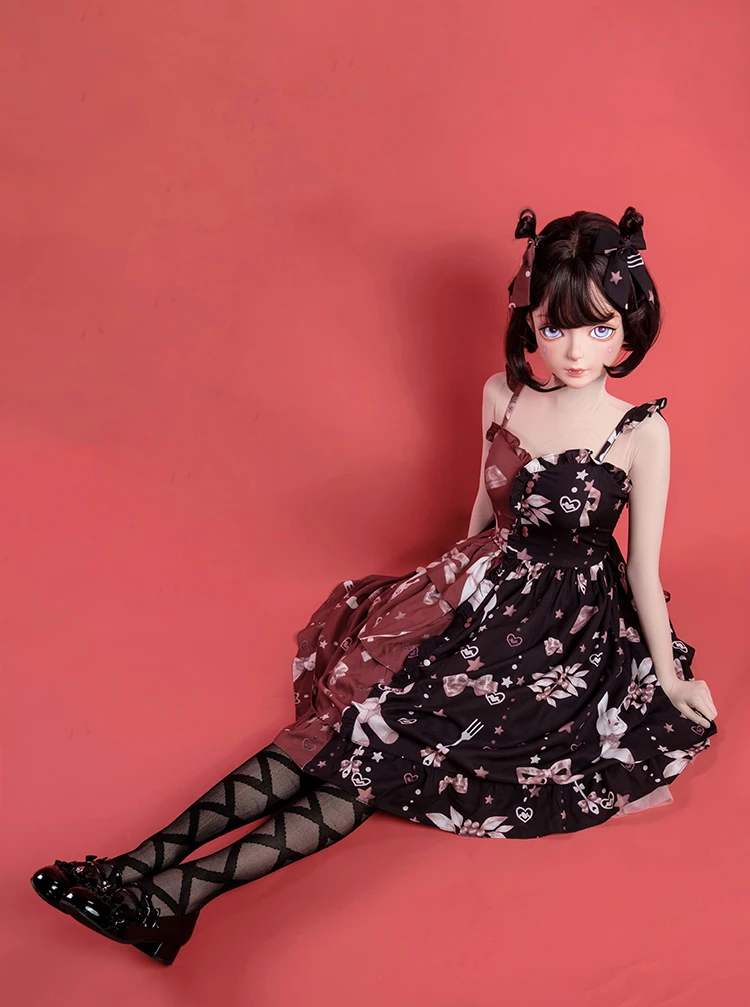 (Dollkii-A) Najwyższa jakość Ręcznie robiona Kobieta Dziewczyna Żywica Pół Głowa Cosplay Japoński Odgrywanie Ról BJD Kigurumi Maska Crossdresser Lalka Maska