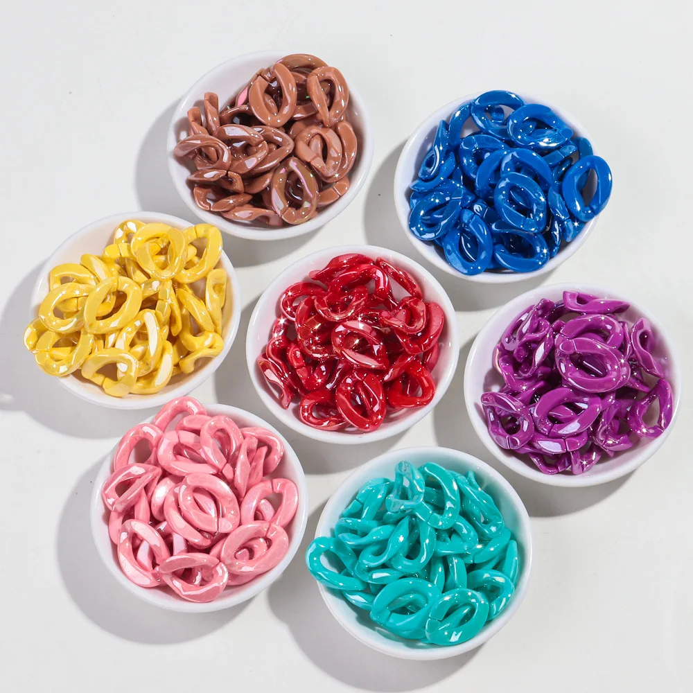 سلسلة ربط مربعة أكريليك قزحي الألوان ، حبة فضفاضة للقلادة ، صناعة سلسلة النظارات ، إكسسوارات مجوهرات تصنعها بنفسك ، 17x22 ، 40 #6