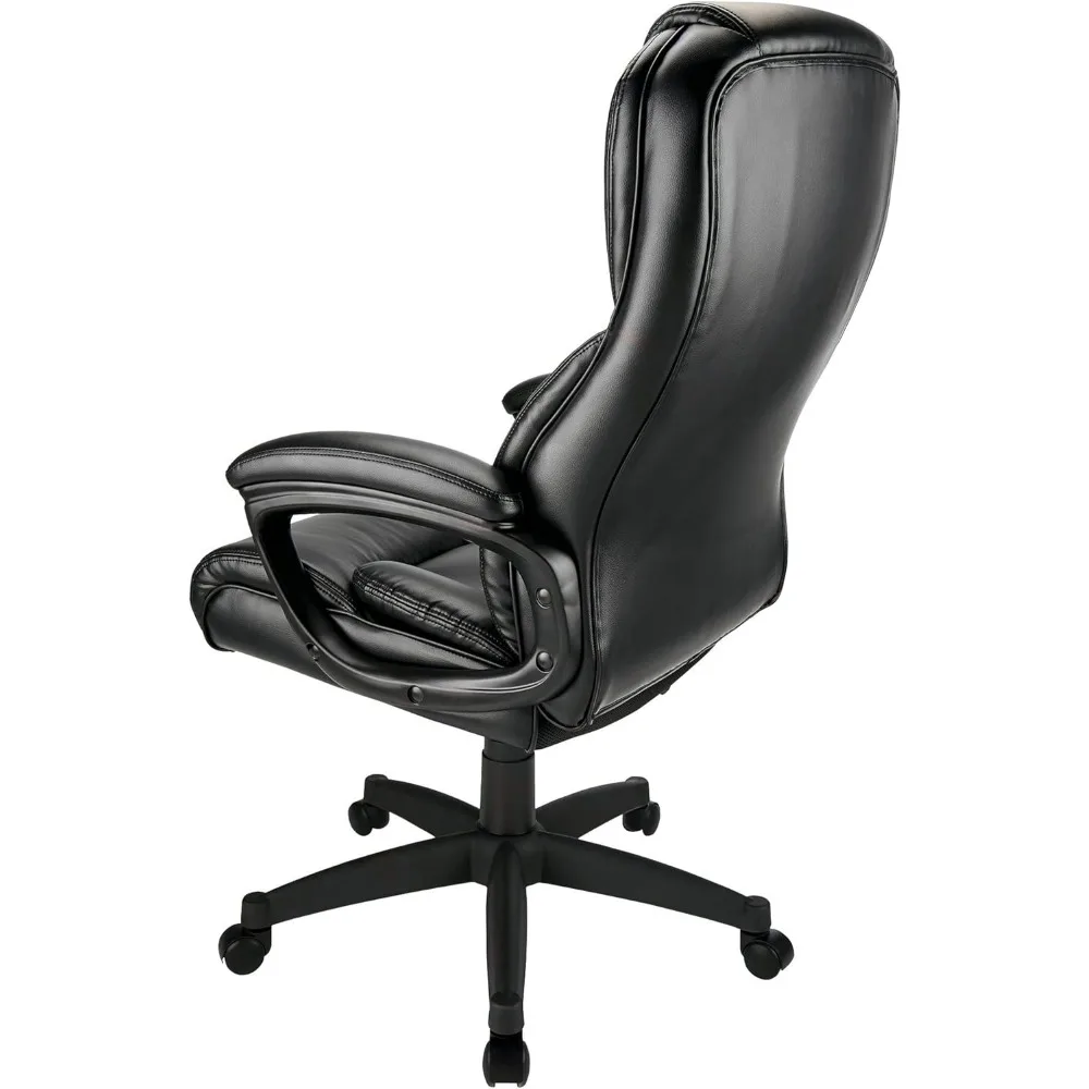 Fennington Bonded Leather High-Back Chair, Ergonomic Desk Chair with Lumbar Support, Computer Chair