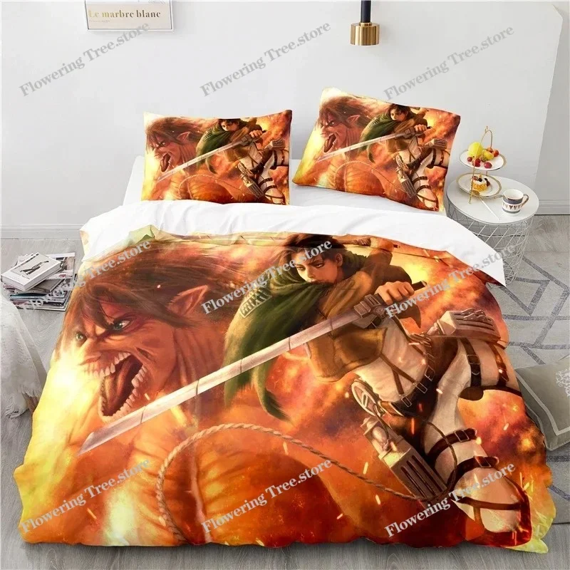 Anime Attack on Titan 3d Bedding Set Twin Full Queen King Cartoon Duvet Cover Set with Pillowcases Comforter Cover Sets