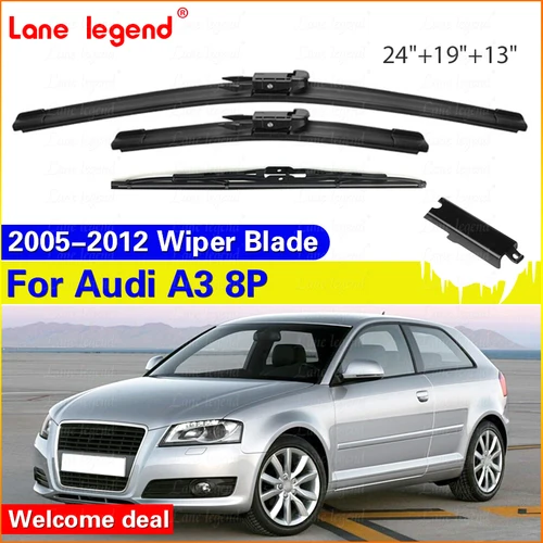 Imagen 1 del producto 3 uds limpiaparabrisas para Audi A3 8P 2005 2006 2007 2008 2009 2010 2011 2012 limpiaparabrisas de ventana delantera trasera 24 ""19"" 13""