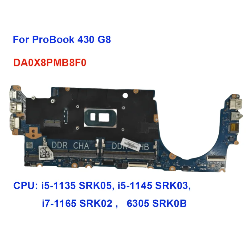 DA0X8PMB8F0 For HP Probook 430 G8 M24279-601 X8P Laptop Motherboard with CPU Processor I5 I7-1165 M24279-001 DDR4