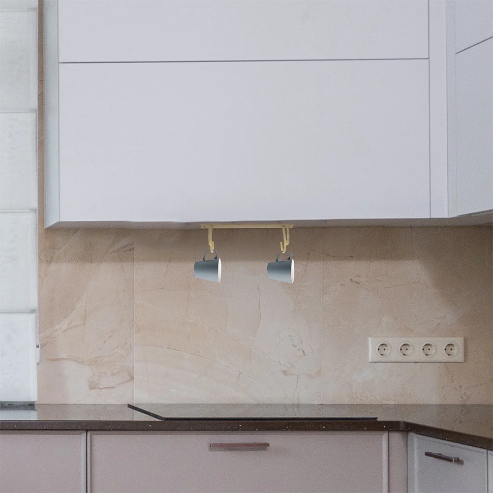 

2Pcs Mug Organizer Iron Hanging Cup Holder Under Cabinet Kitchen Coffee Cup Rack Coffee Mug Hooks Space Saving Storage