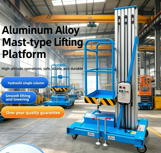 6m 9m Aluminum Alloy Double Masts Aerial Work Lifting Platform Vertical Telescopic Self Propelled Powered Vertical Lift