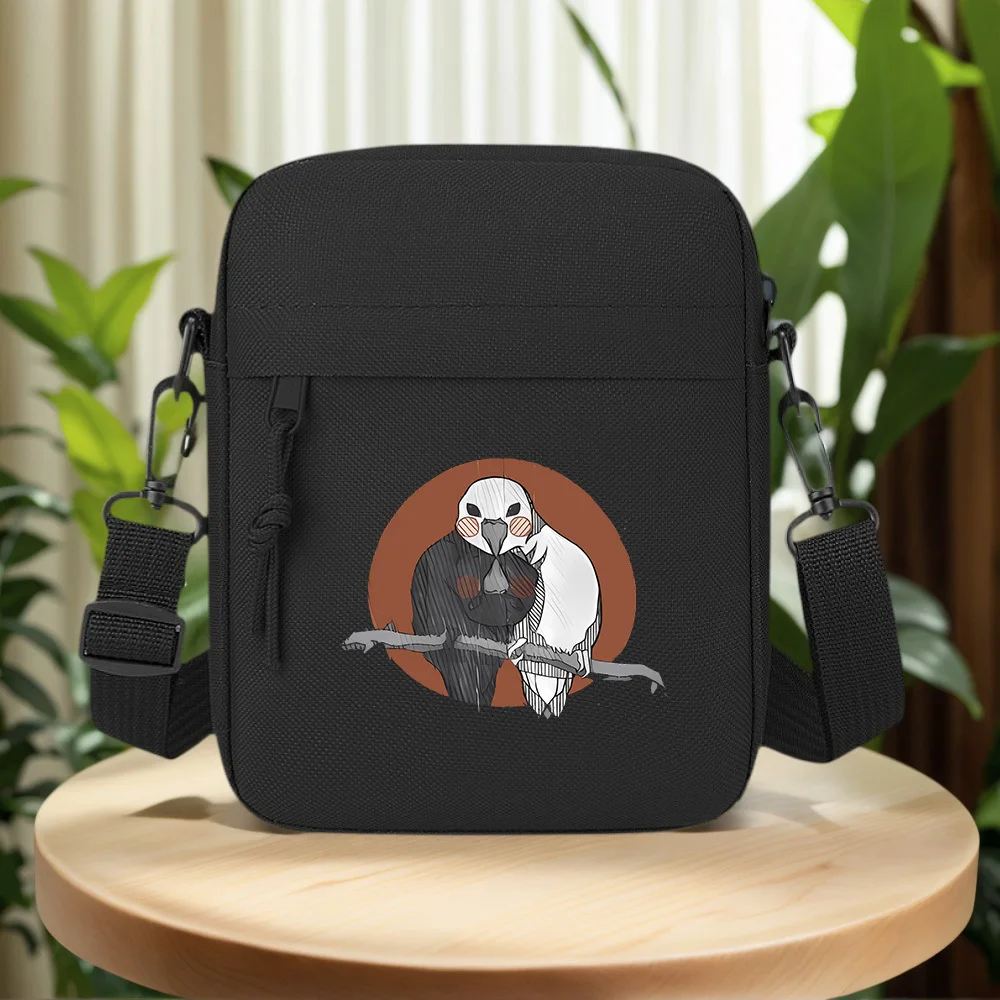 Bird branch dark light graphic art Men Crossbody Bag Single Shoulder Women Cartoon Anime Film Printing Design Unisex