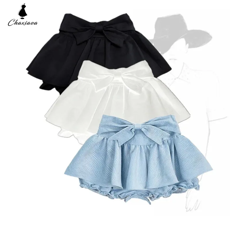 

Cute Fluffy Cake Skirt Sky Blue Bow Women Mini Skirt Slim Sexy Hotsweet American Hottie Preppy Style Korean Fashion Summer