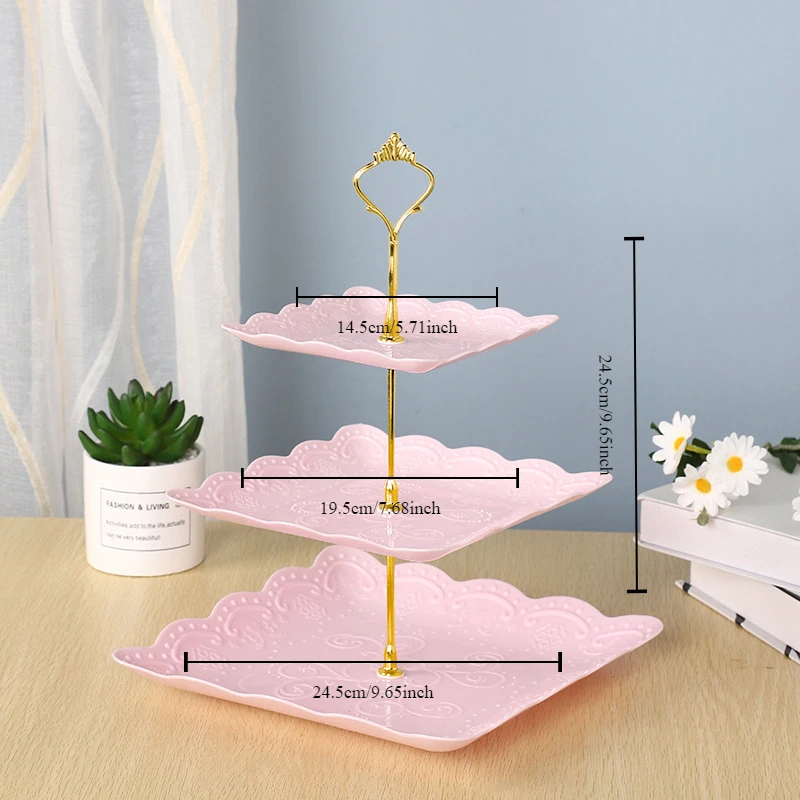 Afternoon tea heart tray Dessert table decoration Cake tray Three layer cake stand Creative multi-layer plastic fruit