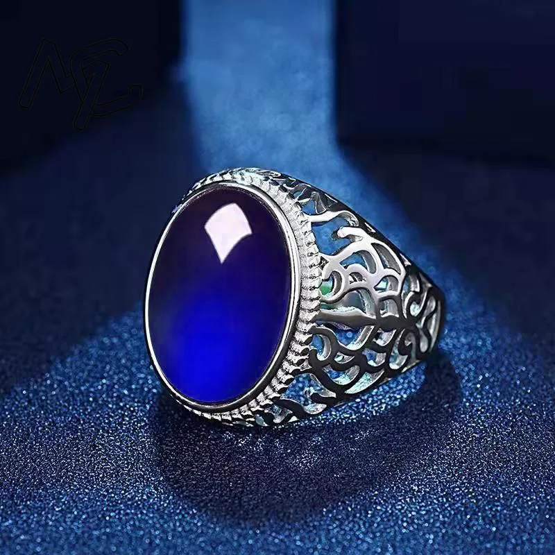 Cupronickel Can Open Ring Fashion Crystal Agate Charm Jewelry Women Chalcedony Gemstone Natural Amulet Gifts Lucky Vintage Style