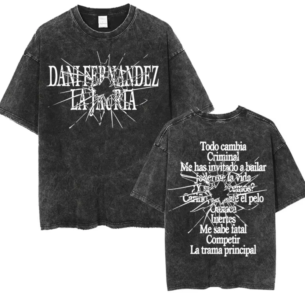 Vintage Washed Dani Fernandez Trendy Album T-shirt Mens Womens T-shirt Crewneck Hip Hop Casual Cozy Oversized T Shrit Streetwear