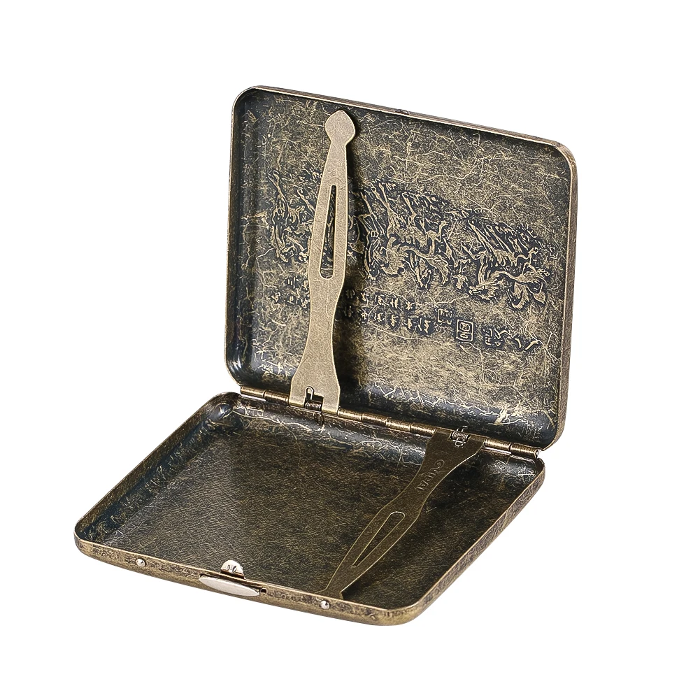 Bronze-Zigarettenetui mit Acht-Pferde-Muster, Chinesische Traditionelle Kultur, Geschenkbox für Männer, Retro Metall-Blechdose, Neu – Detail 3