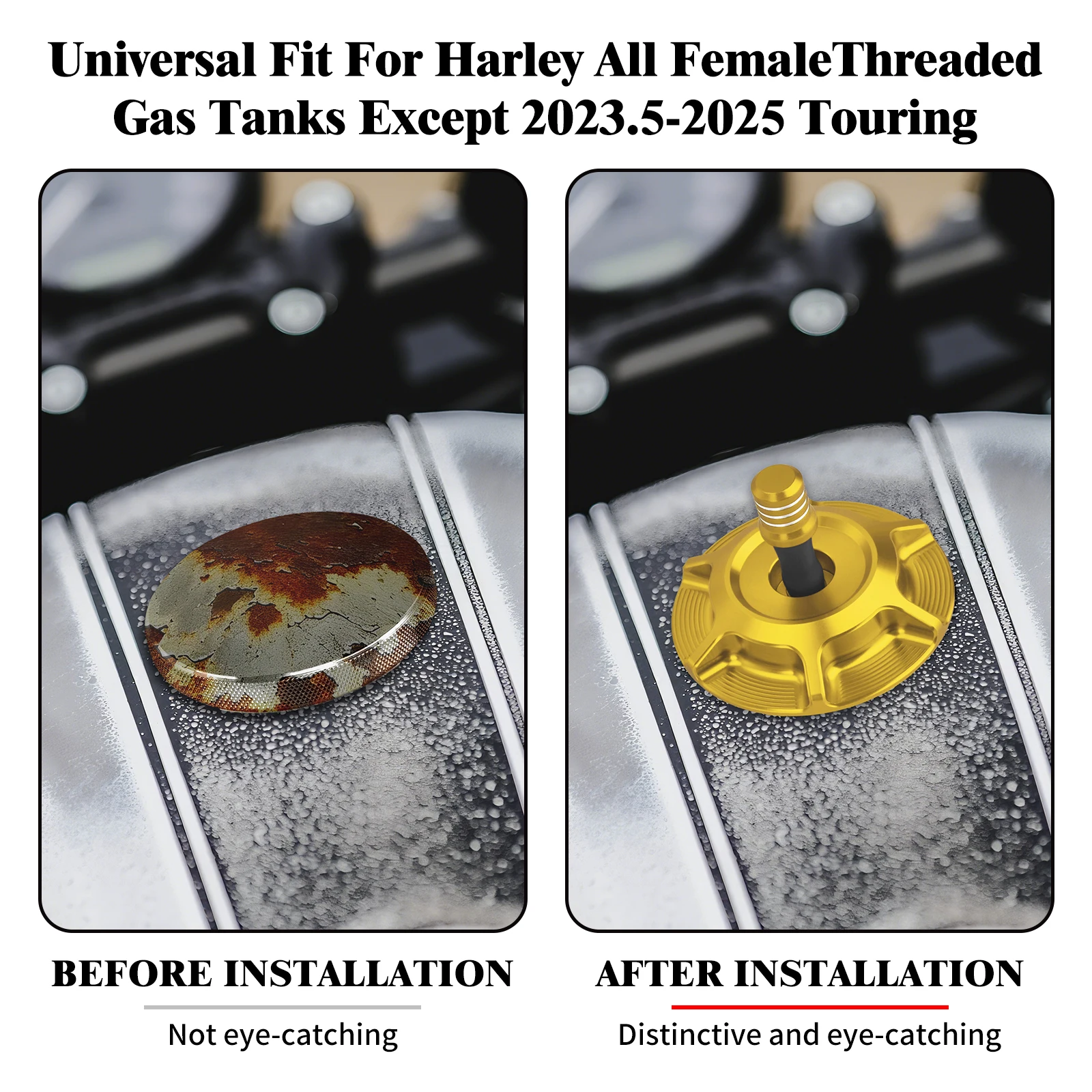 Universal Vented Gas Cap Motorcycle Oil Fuel Tank For Harley All Female Threaded Gas Tanks Except Touring 2023.5-2025