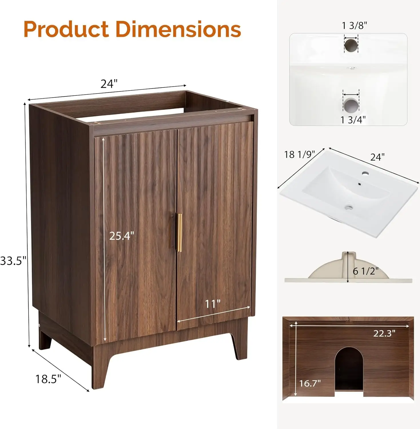 24" Walnut Vanity Sink 2