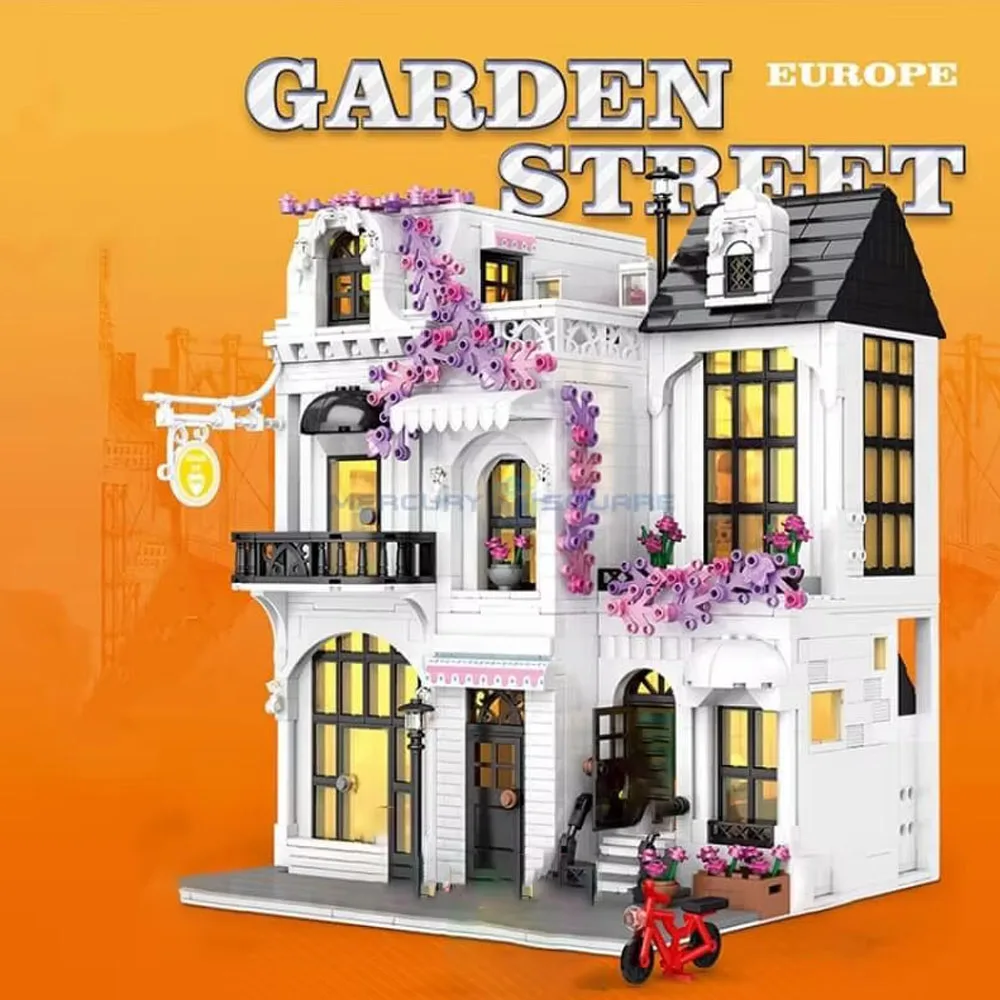 Europa Garten Straße Serie MOC 86013 Klassische Bungalow Haus Modulare Architektur Modell Bausteine Ziegel Set Spielzeug Geschenk Kinder