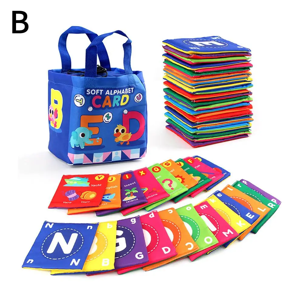 Sac de rangement pour cartes de l'alphabet, livre de gril de l'illumination de la petite enfance, doux pour bébé, cartes flash, jouets de numéro, Ronni E1a4