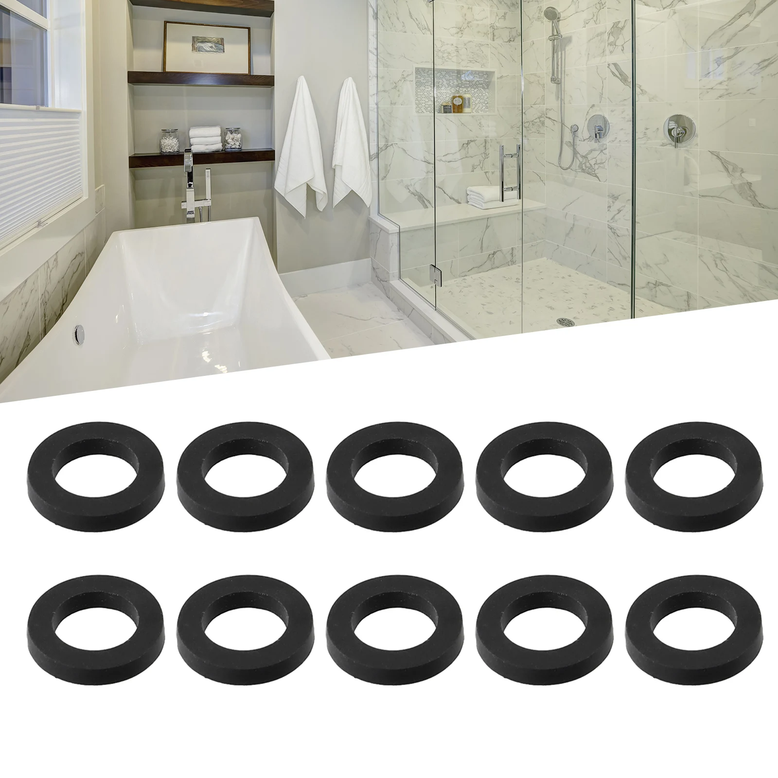 Gasket Rubber Washers Faucet Seal For Fix Leaky Dripping Leak-proof Replacement Washers Rubber Ring 10pcs Black